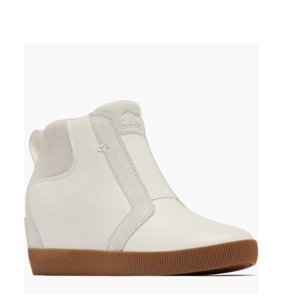 Sorel Out N About Wedge Leather Bootie, Ankle Boots White/Sea Salt, Size‎ 10 NWT - Picture 11 of 16